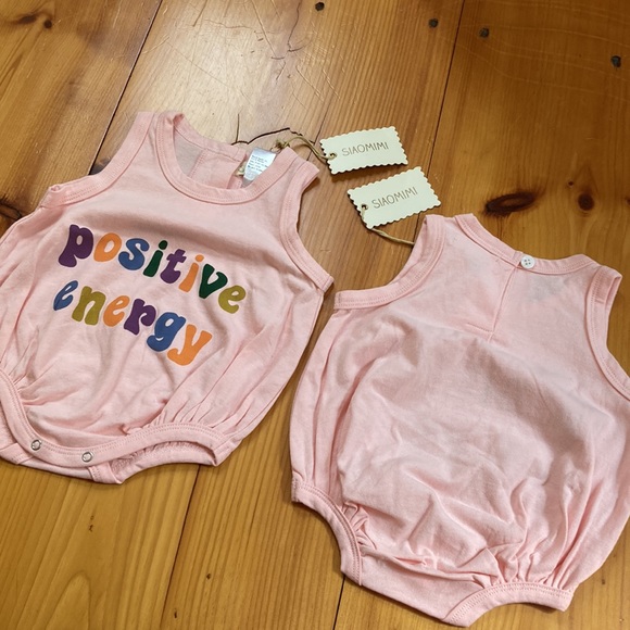 New! SIAOMIMI 6-12M Pink Bubble Onesie "Positive Energy" - Picture 2 of 6